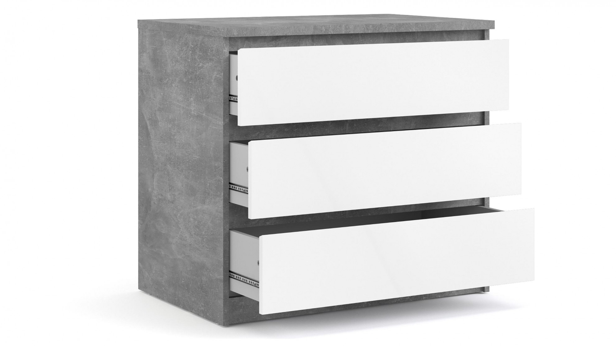 SOLA 3-lipasto leveä, 77 x 70 cm (betoni/korkeakiilto valkoinen) - Lipastot  ja laatikostot | Sotka