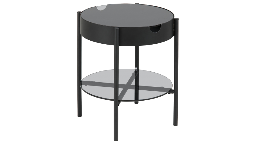Sohvapöytä TIPTON 45 pyöreä lasi/musta