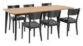 ALAVA-ruokailuryhmä 6 tuolilla ja jatkopalalla