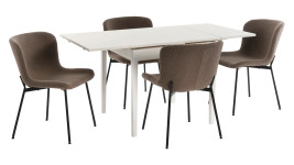 HILL-ruokapöytä 4:llä ruskealla Chincilla-tuolilla