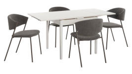 HILL-ruokapöytä 4:llä tummanharmaalla Allora-tuolilla
