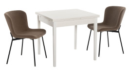 HILL-ruokapöytä 2:lla ruskealla Chincilla-tuolilla