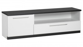 MONACO tv-taso, 135 cm ovi + laatikko (valkoinen/musta)