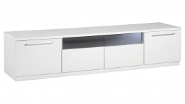 MONACO tv-taso, 180cm, 2 ovea + 2 lasilaatikkoa (valkoinen)