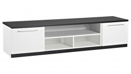MONACO tv-taso, 180 cm 2 ovea + avo (valkoinen/musta)