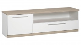 MONACO tv-taso, 135 cm ovi + laatikko (valkoinen/tammi)