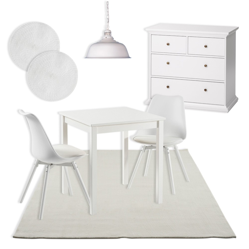 Valkoinen sisustus on raikas ja puhdas.